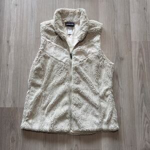 Women's Patagonia Bleached Stone White Fleece Zip Up Pelage Vest Jacket Sz M